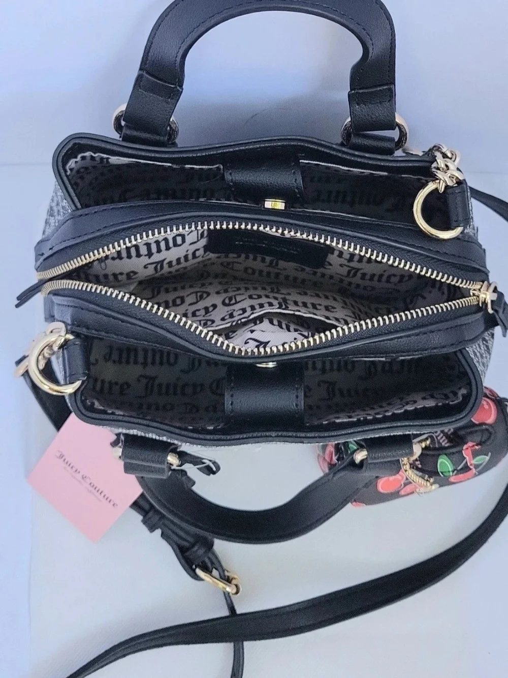 Juicy Couture Blue Logo Satchel with Cherry Charm Wallet